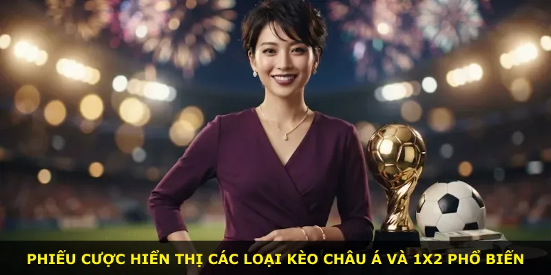Phiếu cược hiển thị các loại kèo châu Á và 1X2 phổ biến